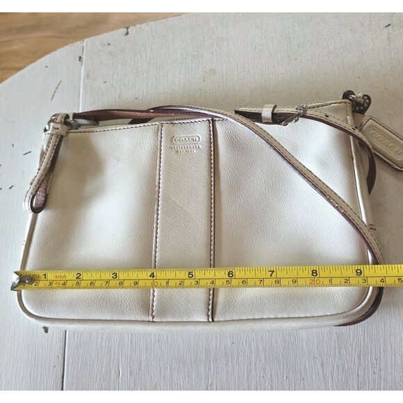 Coach 7578 Slim Demi Zip Shoulder Crossbody Bag Leather Ivory White Logo Lozenge - Picture 14 of 16